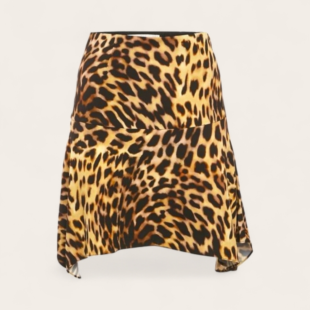 $895 NWT STELLA MCCARTNEY Tortoise Shell Print Satin Envers Mini Skirt IT34 - Picture 2 of 5